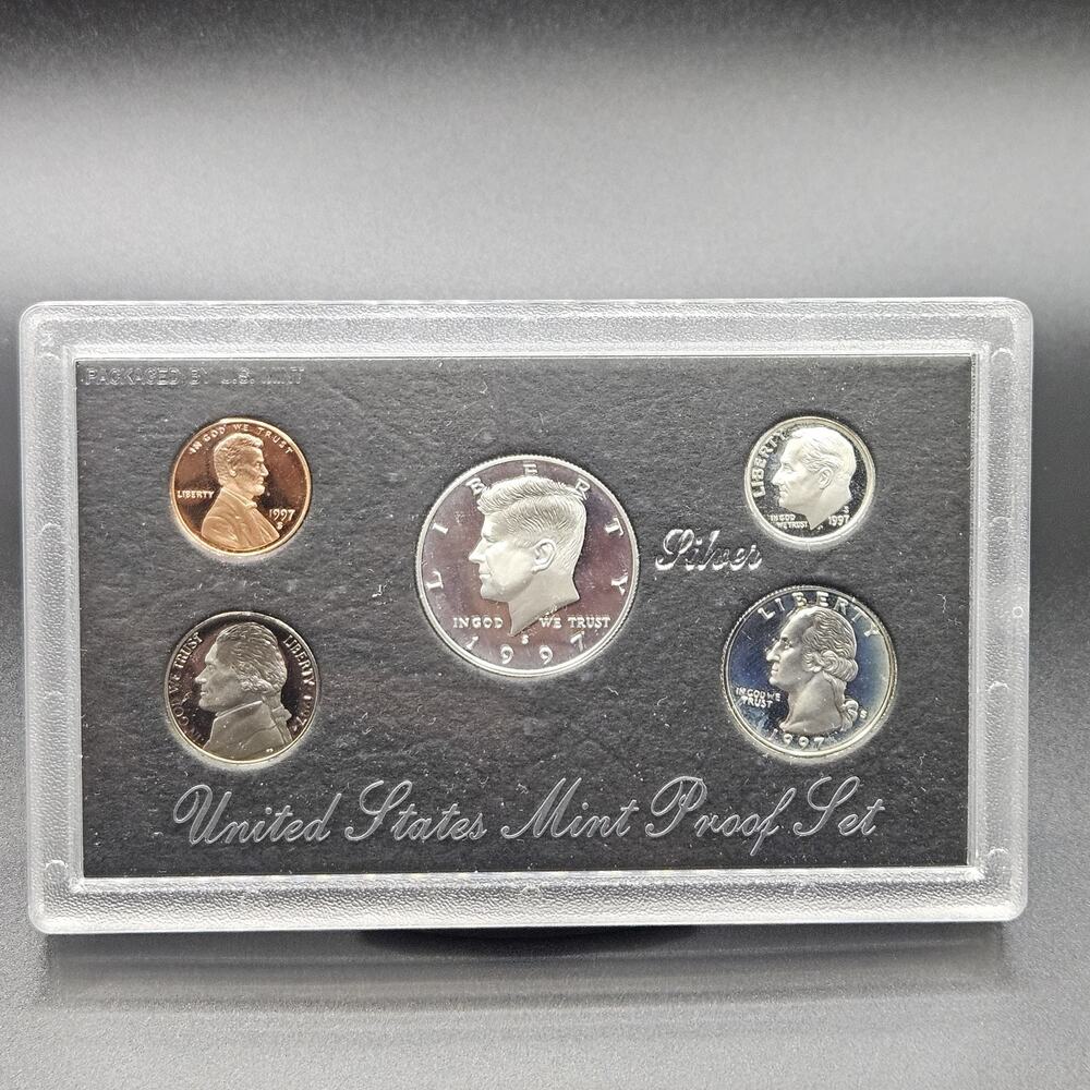 1997 United States Mint Silver Proof Set OGP Box COA 90% Silver 5 Coin Set